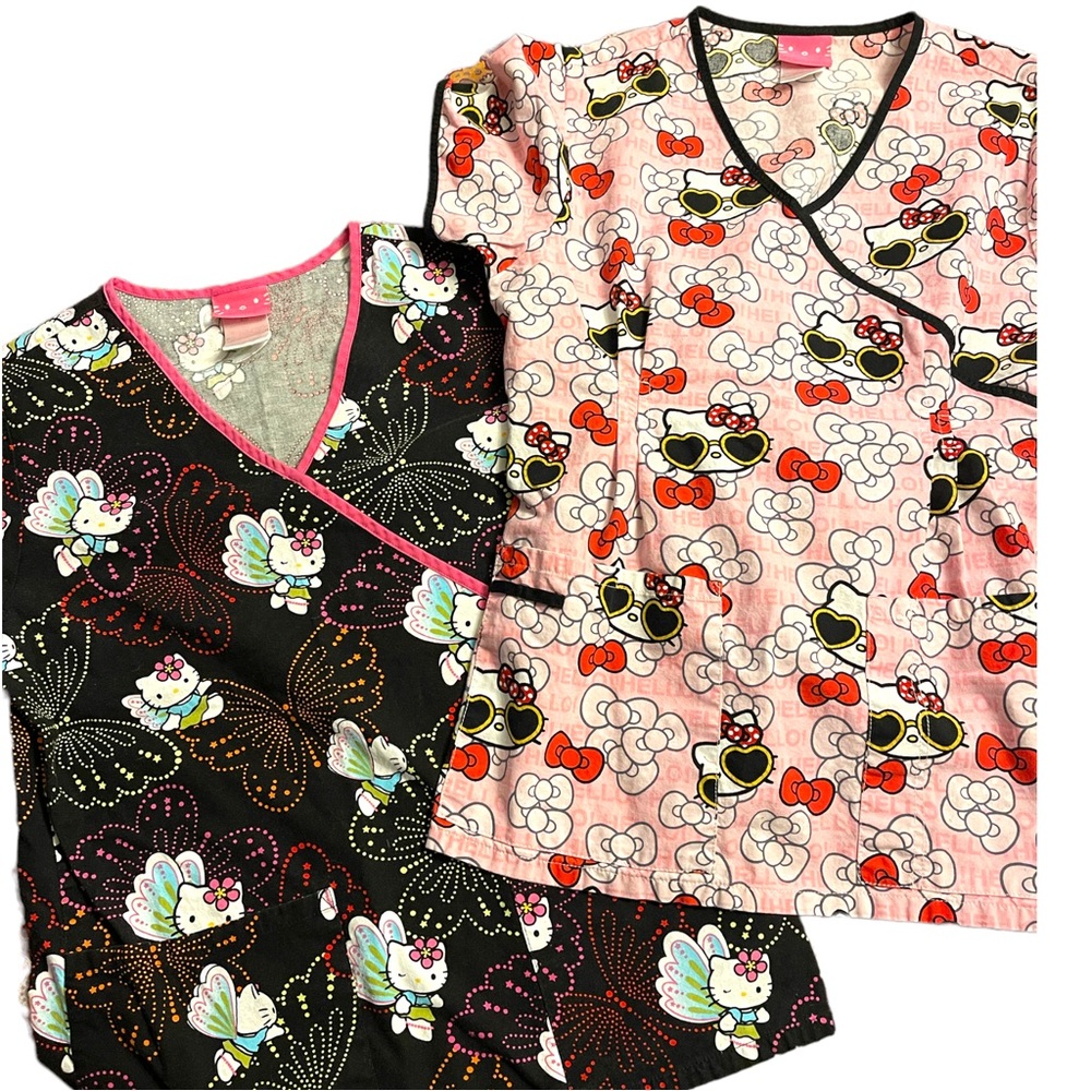 Hello Kitty | Two Scrub Tops nurse Health Care extra small